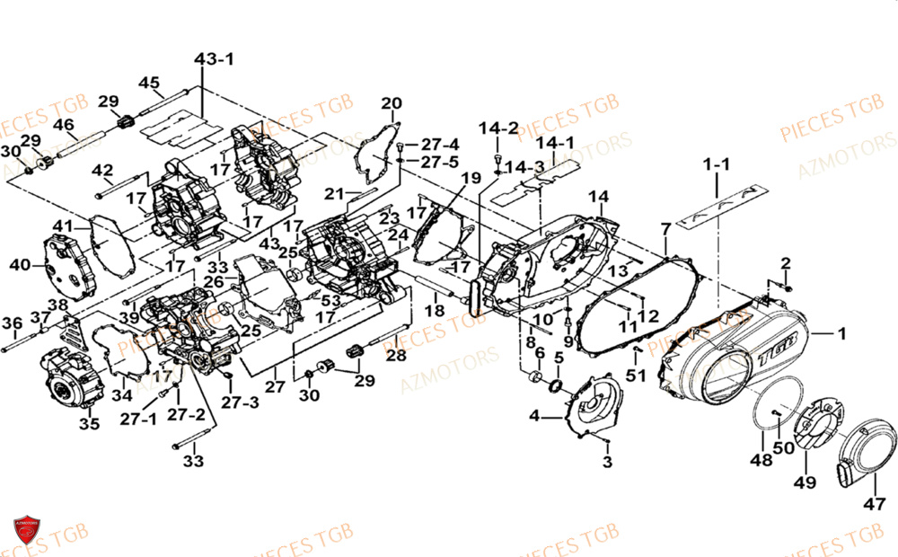 Carter Moteur AZMOTORS Pieces TGB BLADE 1000 LTX ABS (No Serie RFCETTTBG.. Type: ETT-JJ)