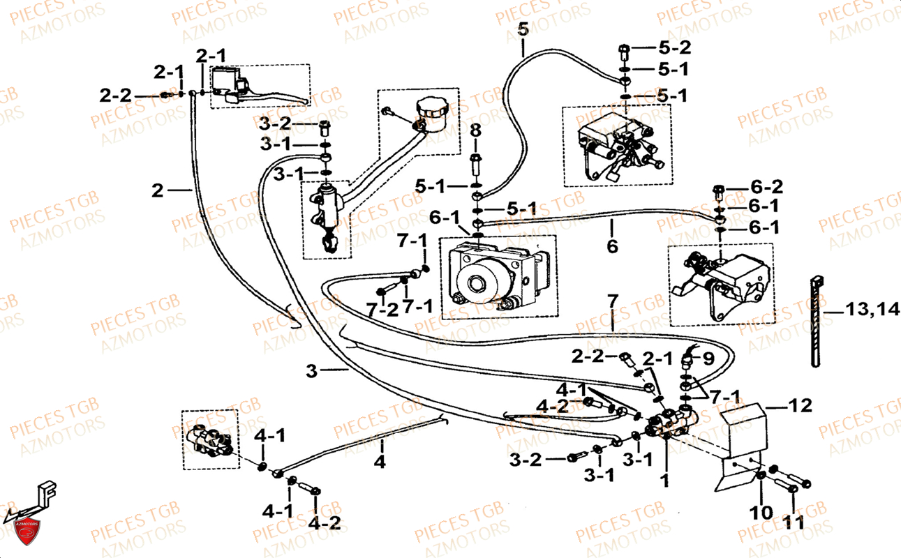Frein Arriere (modele Abs) AZMOTORS Pieces TGB BLADE 1000 LTX ABS (No Serie RFCETTTBG.. Type: ETT-JJ)