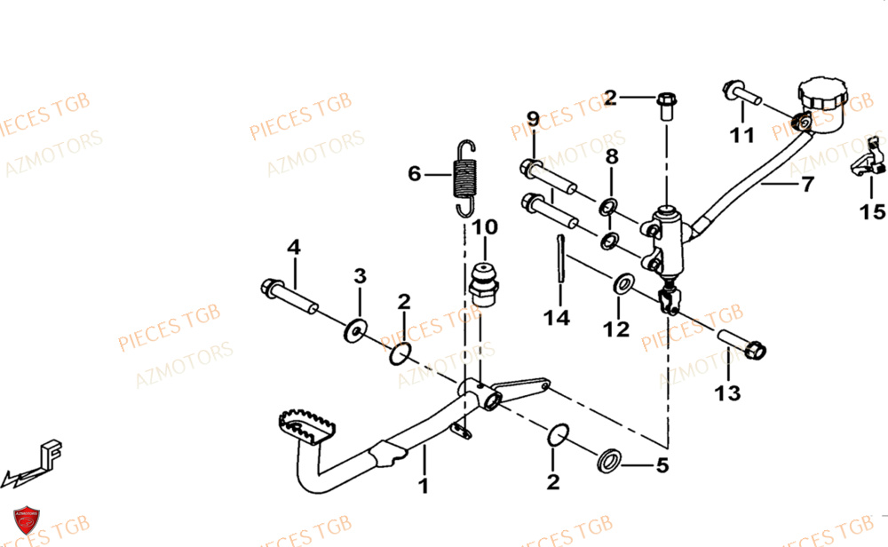 Pedale De Frein AZMOTORS Pieces TGB BLADE 1000 LTX ABS (No Serie RFCETTTBG.. Type: ETT-JJ)