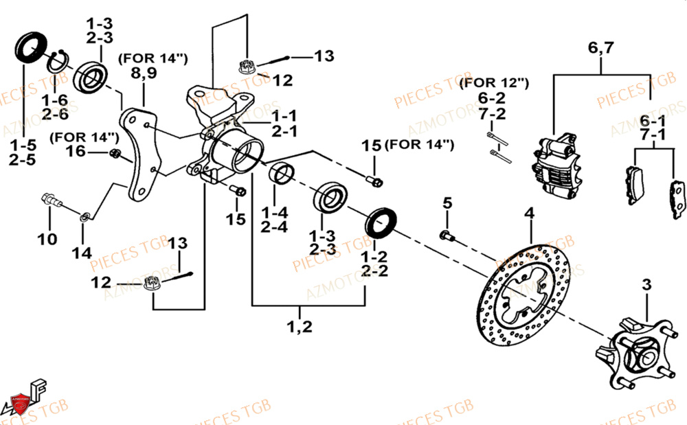 Porte Fusee De Direction AZMOTORS Pieces TGB BLADE 1000 LTX ABS (No Serie RFCETTTBG.. Type: ETT-JJ)