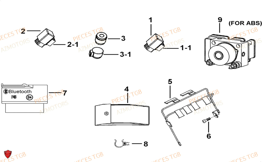 Relais Et Supports AZMOTORS Pieces TGB BLADE 1000 LTX ABS (No Serie RFCETTTBG.. Type: ETT-JJ)