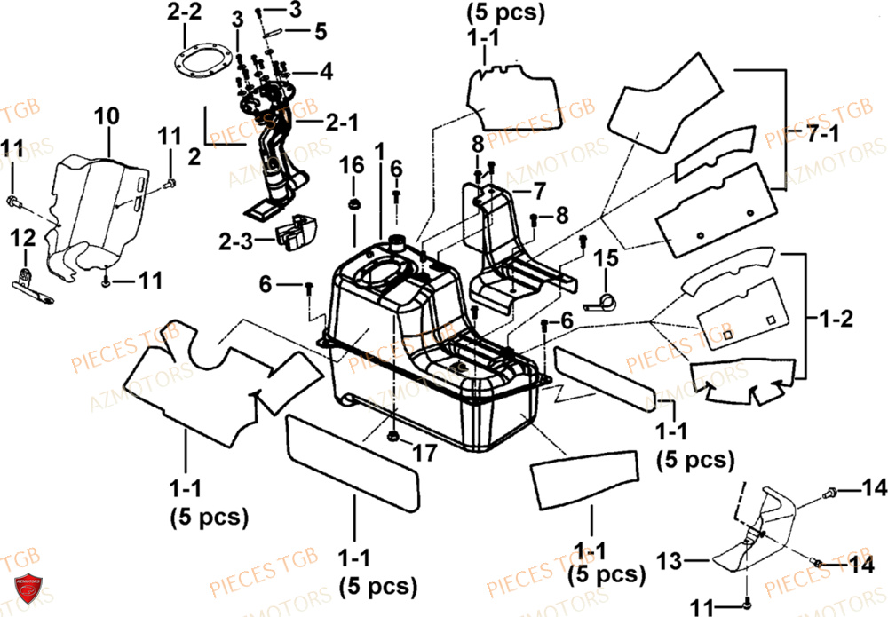 Reservoir Et Isolants AZMOTORS Pieces TGB BLADE 1000 LTX ABS (No Serie RFCETTTBG.. Type: ETT-JJ)