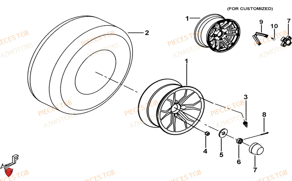 Roues Avant AZMOTORS Pieces TGB BLADE 1000 LTX ABS (No Serie RFCETTTBG.. Type: ETT-JJ)