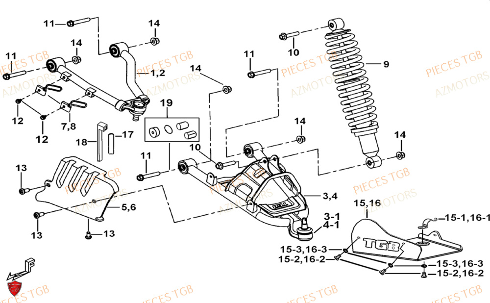 Suspension Avant AZMOTORS Pieces TGB BLADE 1000 LTX ABS (No Serie RFCETTTBG.. Type: ETT-JJ)