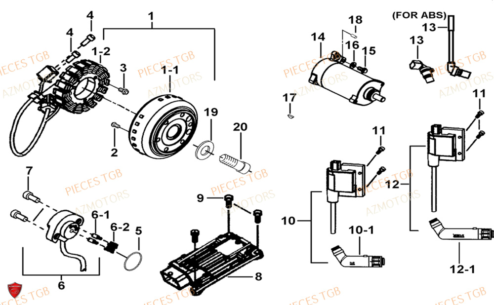 Systeme Electrique 1 AZMOTORS Pieces TGB BLADE 1000 LTX ABS (No Serie RFCETTTBG.. Type: ETT-JJ)