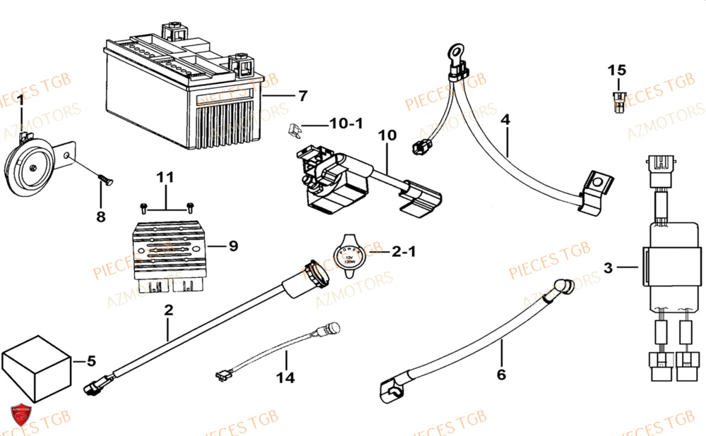 Systeme Electrique 3 AZMOTORS Pieces TGB BLADE 1000 LTX ABS (No Serie RFCETTTBG.. Type: ETT-JJ)