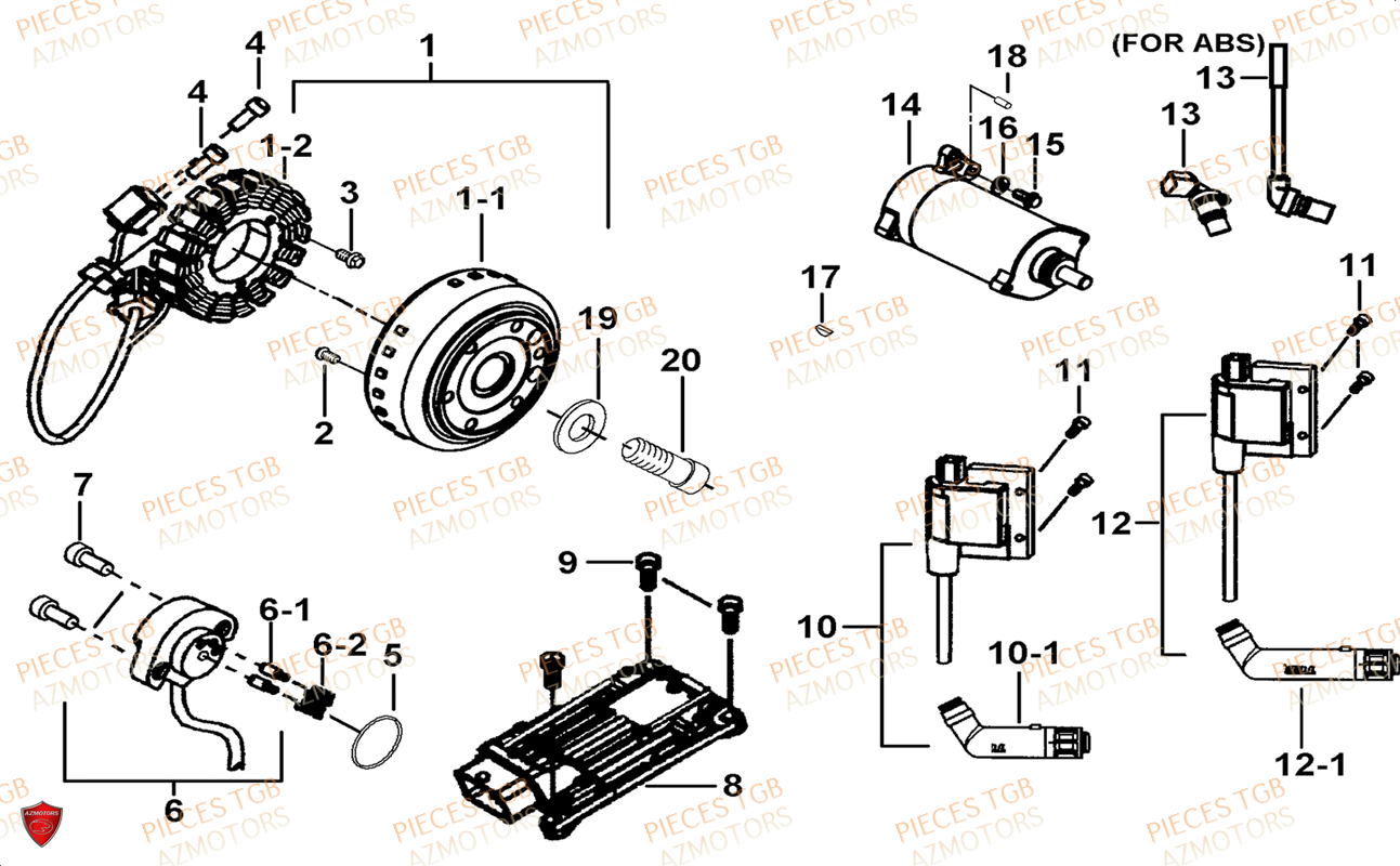 Systeme Electrique 1 TGB Pieces TGB BLADE 1000 LTX ABS (No Serie RFCETTTBG.. Type: ETT-JJ)
