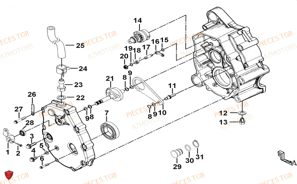Transmission 2 AZMOTORS Pieces TGB BLADE 1000 LTX ABS (No Serie RFCETTTBG.. Type: ETT-JJ)