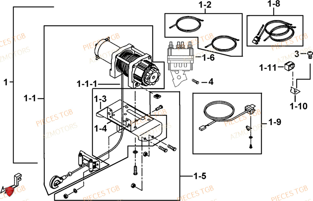 Treuil Modele Tgb Ly AZMOTORS Pieces TGB BLADE 1000 LTX ABS (No Serie RFCETTTBG.. Type: ETT-JJ)