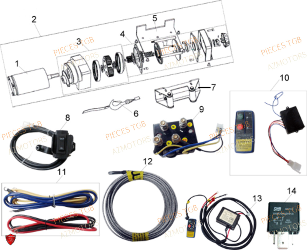 Treuil AZMOTORS Pieces TGB BLADE 1000 LTX ABS (No Serie RFCETTTBG.. Type: ETT-JJ)