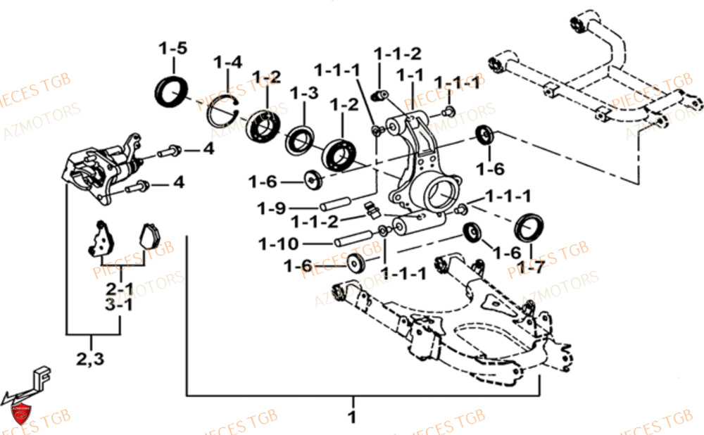 Axe Arriere AZMOTORS Pieces TGB BLADE 1000 LTX EPS (No Serie RFCETTTBC.. Type: ETT-J)