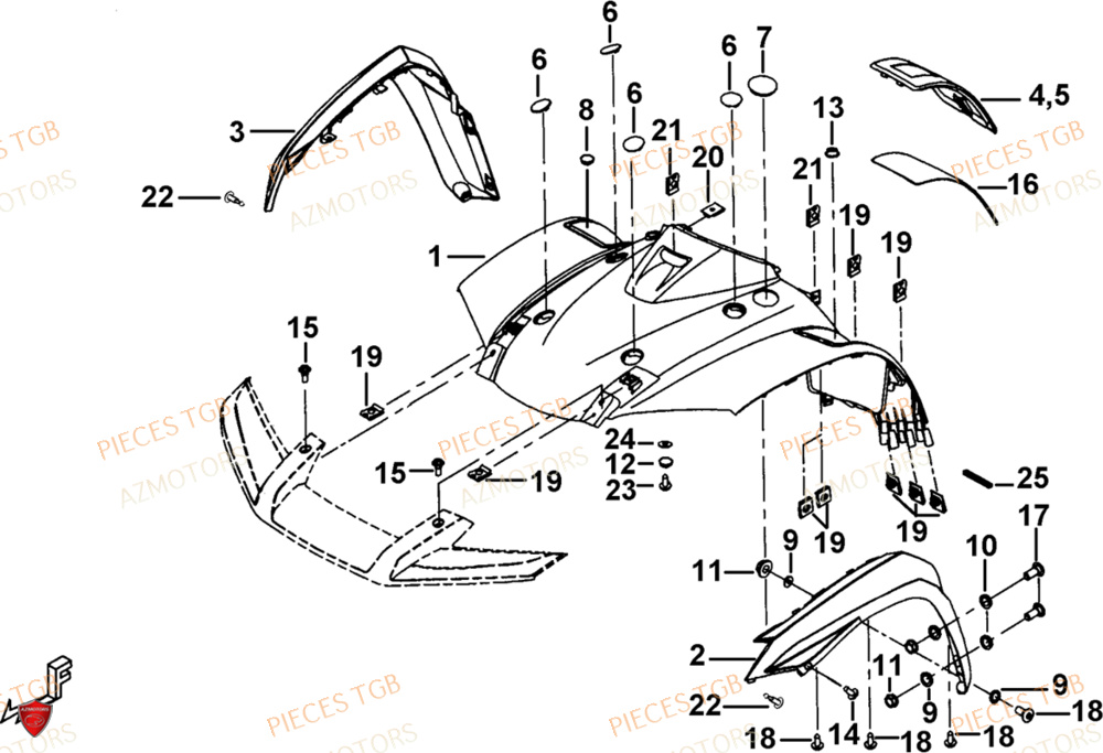 Carrosserie Avant AZMOTORS Pieces TGB BLADE 1000 LTX EPS (No Serie RFCETTTBC.. Type: ETT-J)