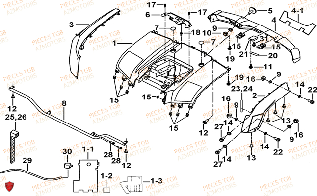 Carrosserie Arriere TGB Pieces TGB BLADE 1000 LTX EPS (No Serie RFCETTTBC.. Type: ETT-J)