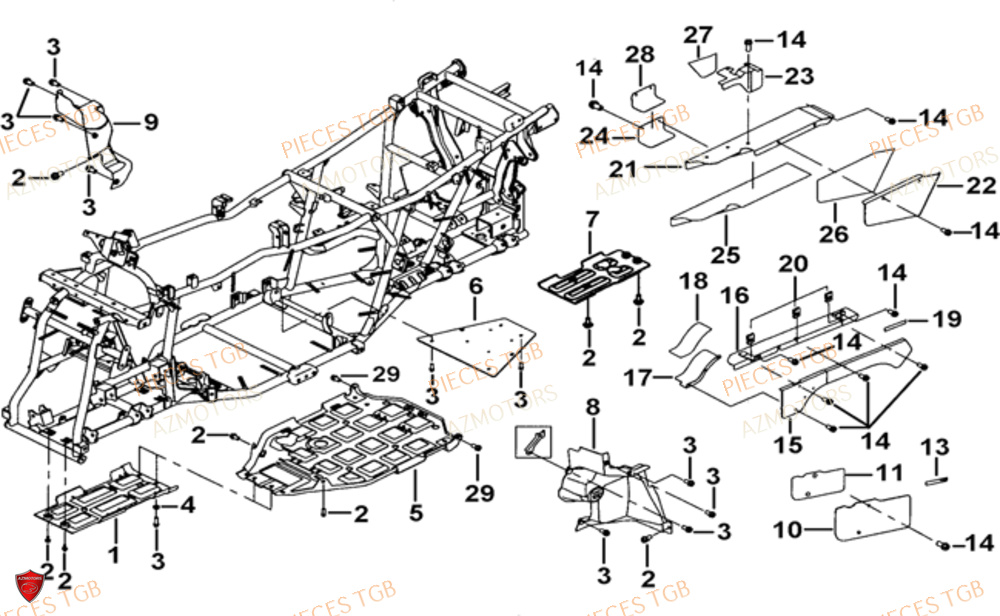 Chassis 2 AZMOTORS Pieces TGB BLADE 1000 LTX EPS (No Serie RFCETTTBC.. Type: ETT-J)