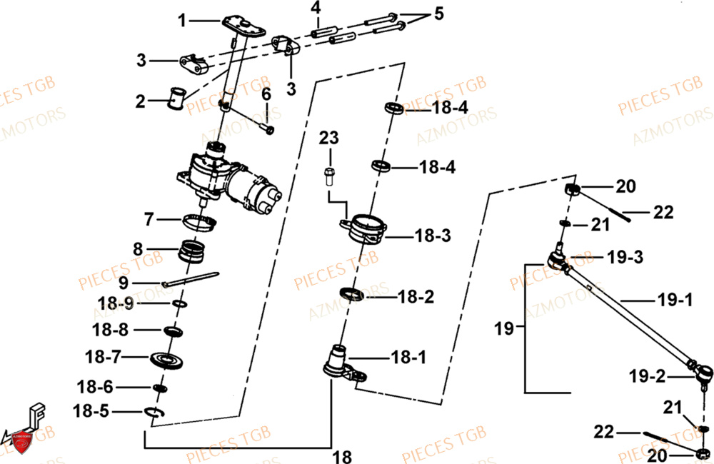 Colonne Direction Eps AZMOTORS Pieces TGB BLADE 1000 LTX EPS (No Serie RFCETTTBC.. Type: ETT-J)