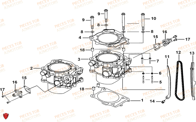 Cylindre TGB Pieces TGB BLADE 1000 LTX EPS (No Serie RFCETTTBC.. Type: ETT-J)