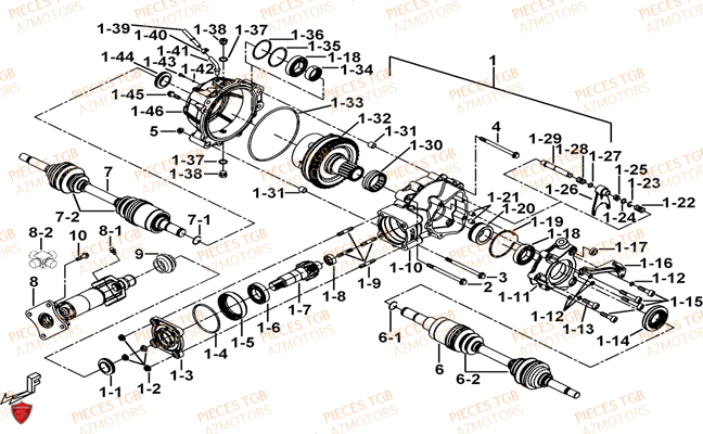 Differentiel Arriere TGB Pieces TGB BLADE 1000 LTX EPS (No Serie RFCETTTBC.. Type: ETT-J)