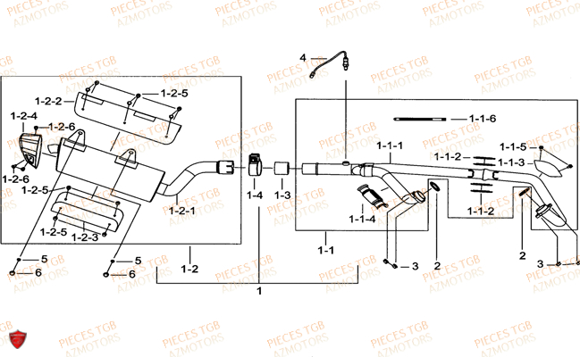Echappement TGB Pieces TGB BLADE 1000 LTX EPS (No Serie RFCETTTBC.. Type: ETT-J)