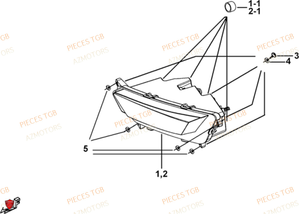 Eclairage Avant Led AZMOTORS Pieces TGB BLADE 1000 LTX EPS (No Serie RFCETTTBC.. Type: ETT-J)