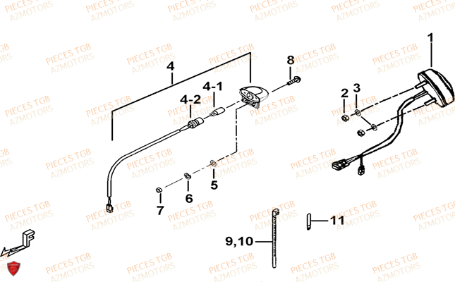 Eclairage Arriere TGB Pieces TGB BLADE 1000 LTX EPS (No Serie RFCETTTBC.. Type: ETT-J)