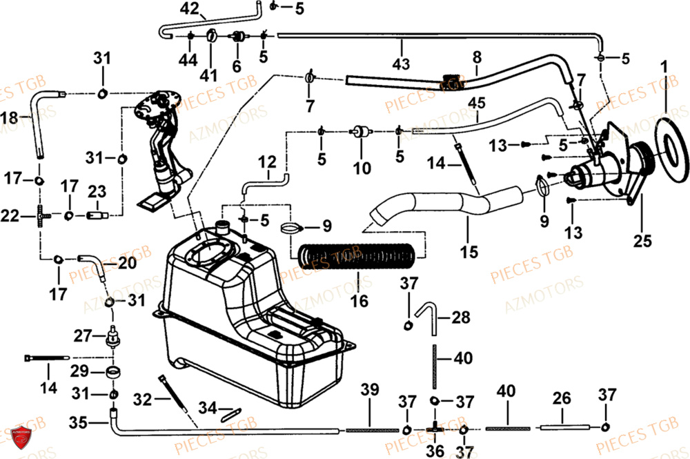Equipement Du Reservoir AZMOTORS Pieces TGB BLADE 1000 LTX EPS (No Serie RFCETTTBC.. Type: ETT-J)