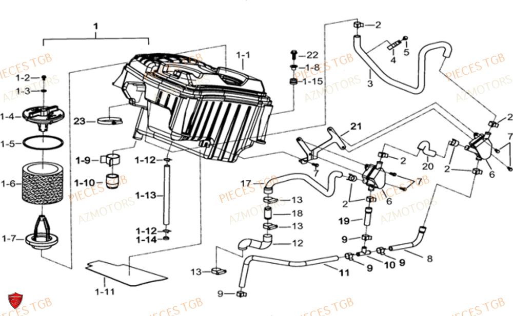 Filtre A Air AZMOTORS Pieces TGB BLADE 1000 LTX EPS (No Serie RFCETTTBC.. Type: ETT-J)