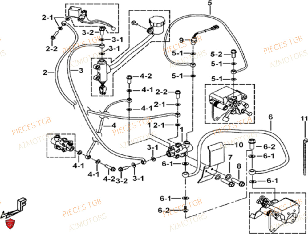 Frein Arriere AZMOTORS Pieces TGB BLADE 1000 LTX EPS (No Serie RFCETTTBC.. Type: ETT-J)