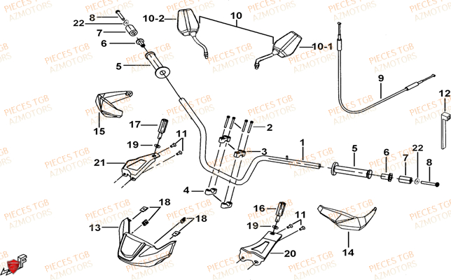 Guidon TGB Pieces TGB BLADE 1000 LTX EPS (No Serie RFCETTTBC.. Type: ETT-J)
