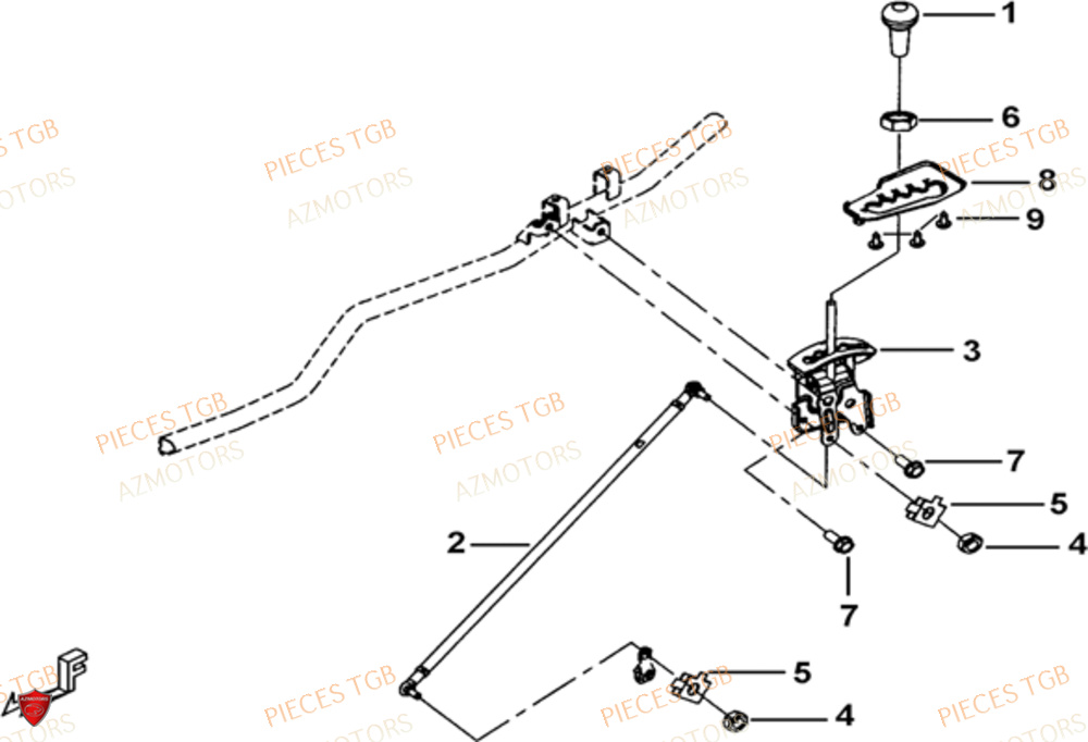 Levier De Vitesses AZMOTORS Pieces TGB BLADE 1000 LTX EPS (No Serie RFCETTTBC.. Type: ETT-J)