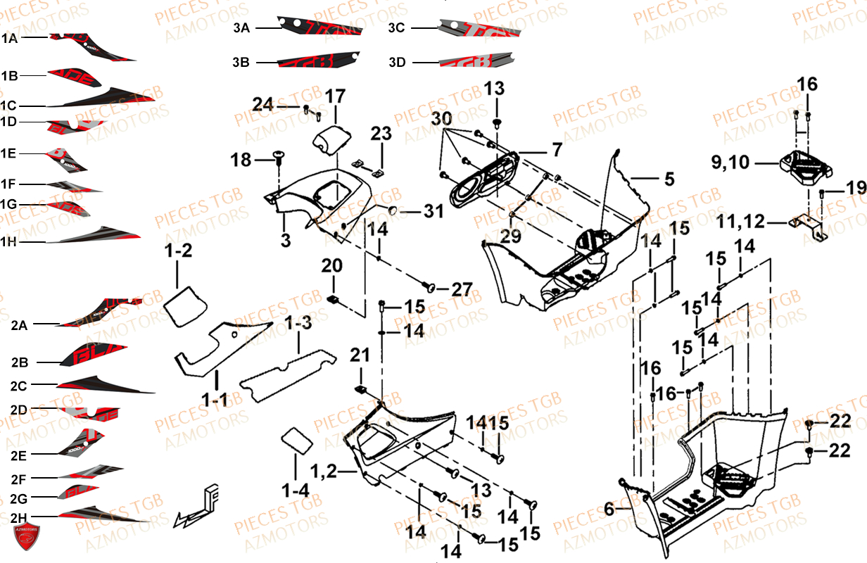 Marche Pied TGB Pieces TGB BLADE 1000 LTX EPS (No Serie RFCETTTBC.. Type: ETT-J)
