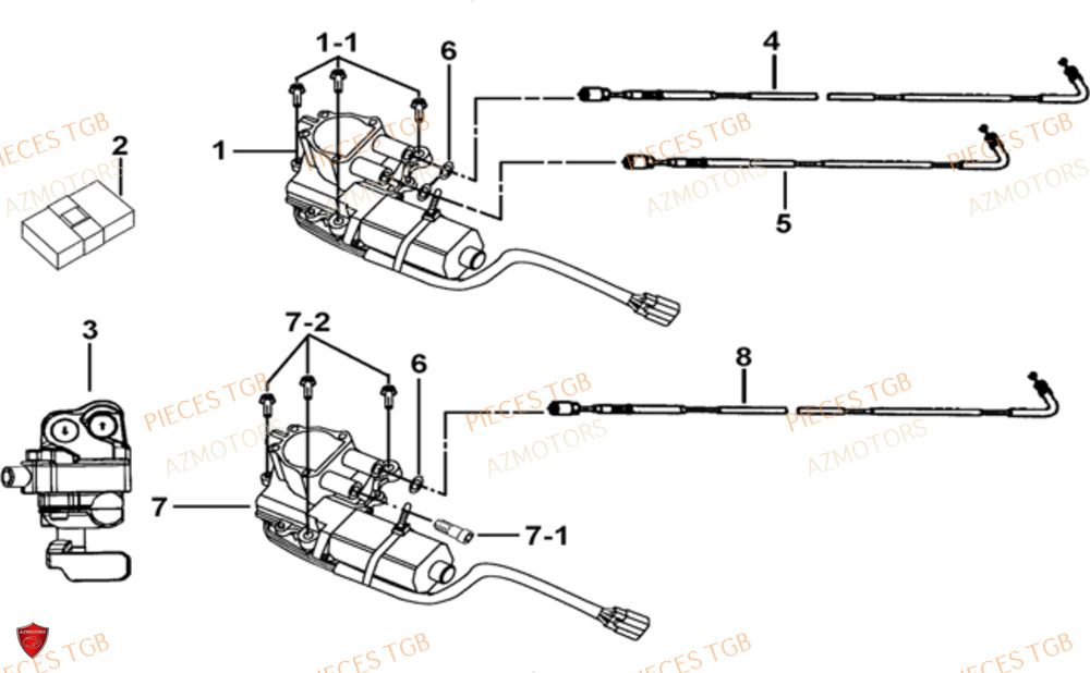 Moteur De Differentiel AZMOTORS Pieces TGB BLADE 1000 LTX EPS (No Serie RFCETTTBC.. Type: ETT-J)