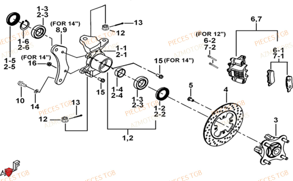 Porte Fusee De Direction AZMOTORS Pieces TGB BLADE 1000 LTX EPS (No Serie RFCETTTBC.. Type: ETT-J)