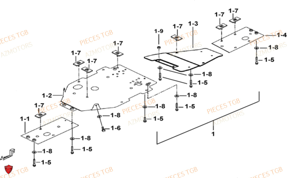 Protections Chassis Aluminium Option AZMOTORS Pieces TGB BLADE 1000 LTX EPS (No Serie RFCETTTBC.. Type: ETT-J)