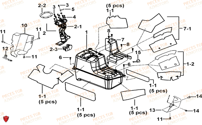 Reservoir Et Isolants TGB Pieces TGB BLADE 1000 LTX EPS (No Serie RFCETTTBC.. Type: ETT-J)