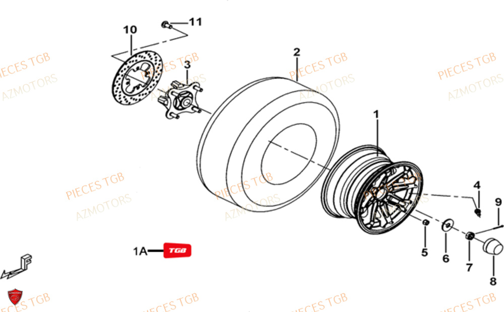 Roues Arriere AZMOTORS Pieces TGB BLADE 1000 LTX EPS (No Serie RFCETTTBC.. Type: ETT-J)