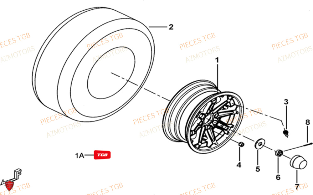 Roues Avant AZMOTORS Pieces TGB BLADE 1000 LTX EPS (No Serie RFCETTTBC.. Type: ETT-J)