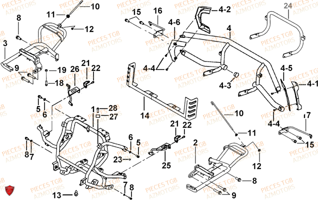 Support Pare Chocs TGB Pieces TGB BLADE 1000 LTX EPS (No Serie RFCETTTBC.. Type: ETT-J)