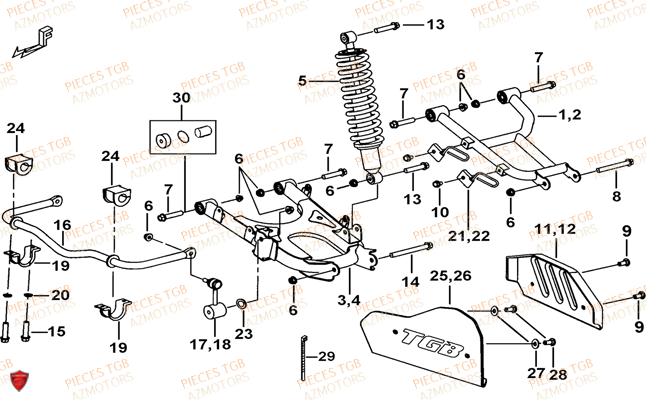 Suspension Arriere TGB Pieces TGB BLADE 1000 LTX EPS (No Serie RFCETTTBC.. Type: ETT-J)