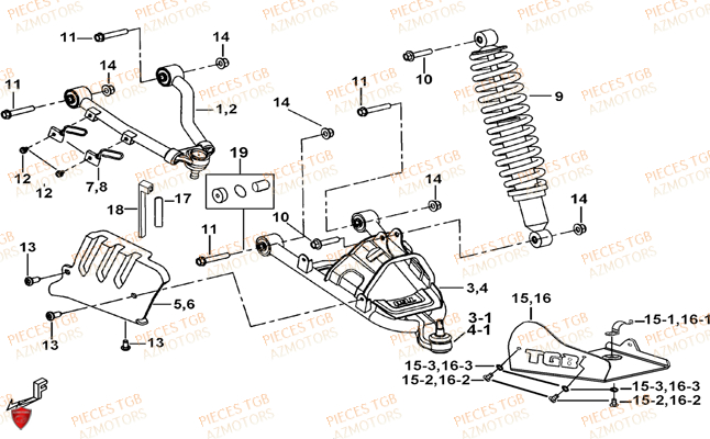 Suspension Avant TGB Pieces TGB BLADE 1000 LTX EPS (No Serie RFCETTTBC.. Type: ETT-J)