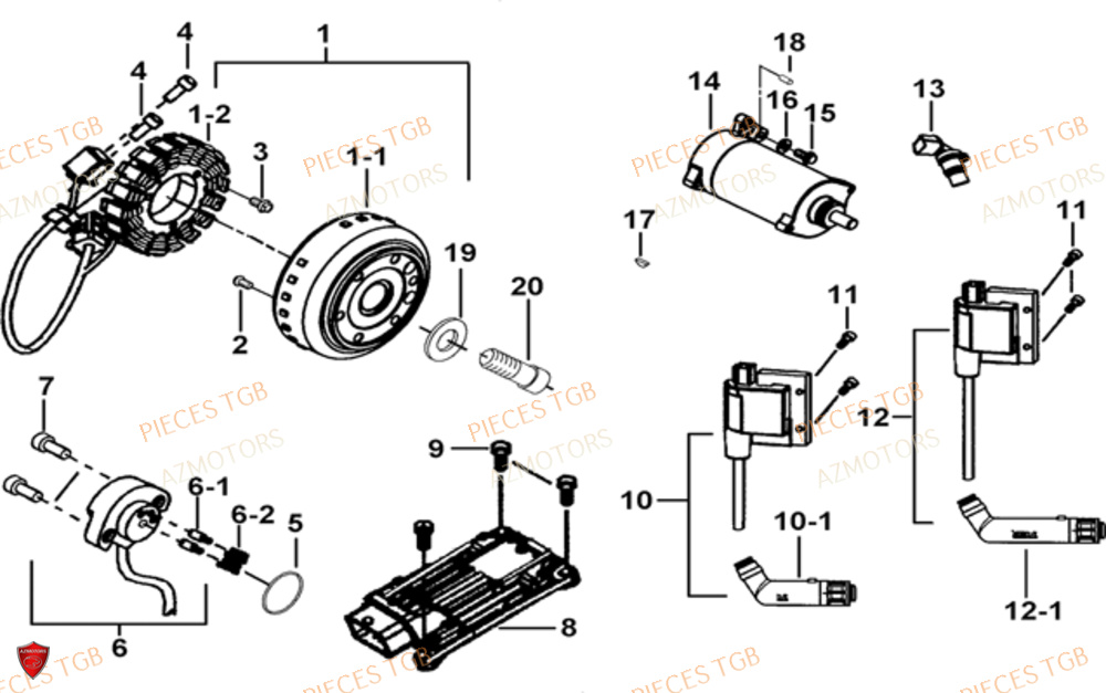 Systeme Electrique 1 AZMOTORS Pieces TGB BLADE 1000 LTX EPS (No Serie RFCETTTBC.. Type: ETT-J)