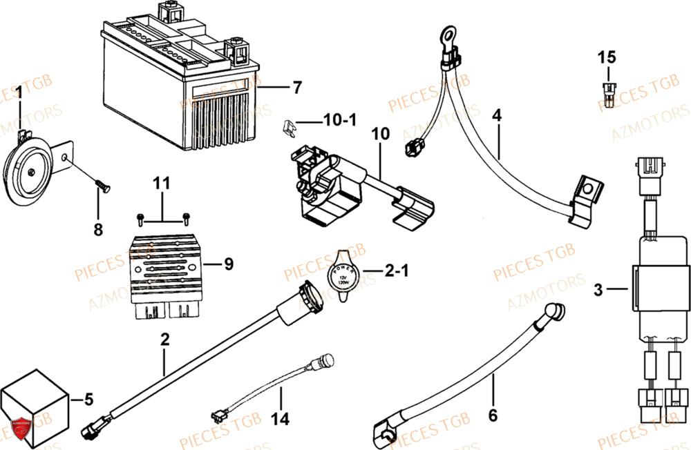 Systeme Electrique 3 AZMOTORS Pieces TGB BLADE 1000 LTX EPS (No Serie RFCETTTBC.. Type: ETT-J)