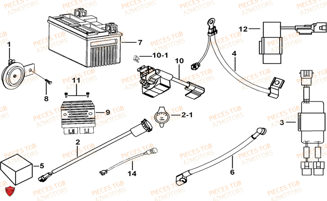 Systeme Electrique 3 TGB Pieces TGB BLADE 1000 LTX EPS (No Serie RFCETTTBC.. Type: ETT-J)