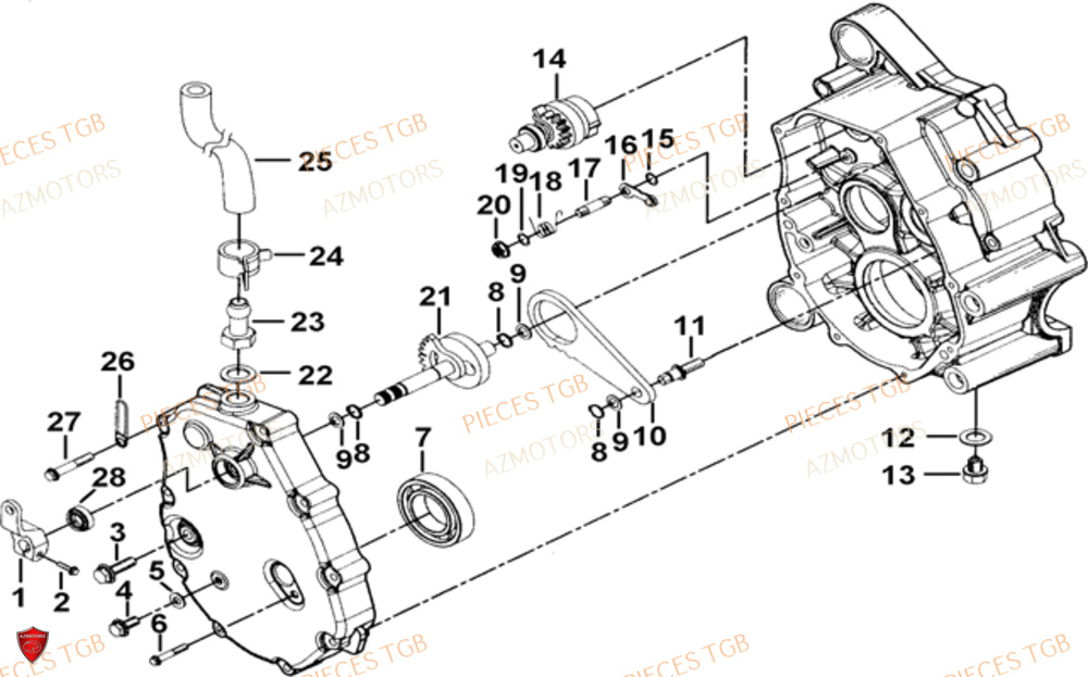 Transmission 2 AZMOTORS Pieces TGB BLADE 1000 LTX EPS (No Serie RFCETTTBC.. Type: ETT-J)