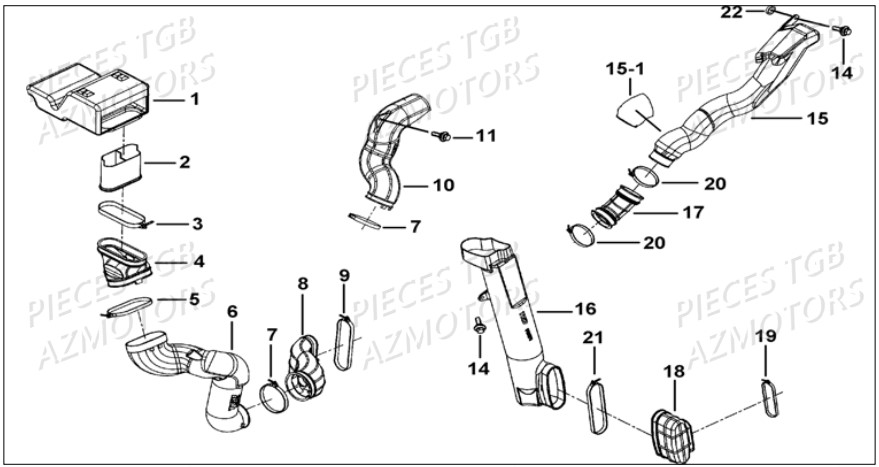 Admission Air Variateur AZMOTORS Pieces TGB BLADE 1000 LT SL (No Serie RFCETTETA... Type ETT)

