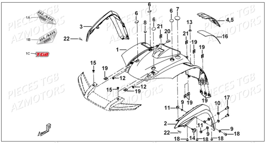 Carrosserie Avant AZMOTORS Pieces TGB BLADE 1000 LT SL (No Serie RFCETTETA... Type ETT)

