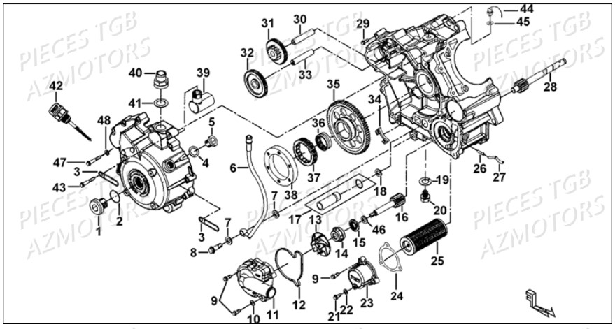 Carter Moteur Droit AZMOTORS Pieces TGB BLADE 1000 LT SL (No Serie RFCETTETA... Type ETT)

