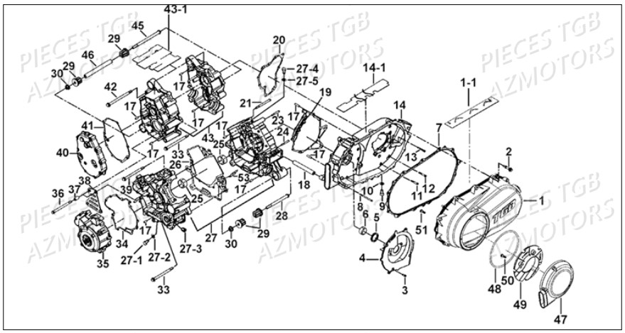Carter Moteur AZMOTORS Pieces TGB BLADE 1000 LT SL (No Serie RFCETTETA... Type ETT)

