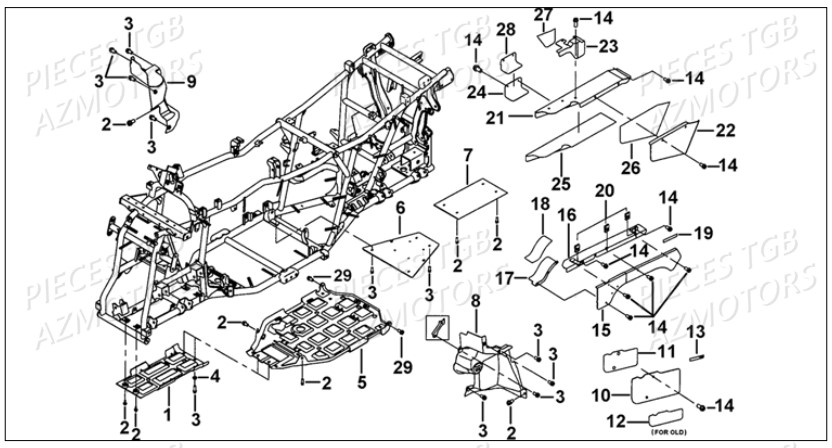 Chassis 2 AZMOTORS Pieces TGB BLADE 1000 LT SL (No Serie RFCETTETA... Type ETT)

