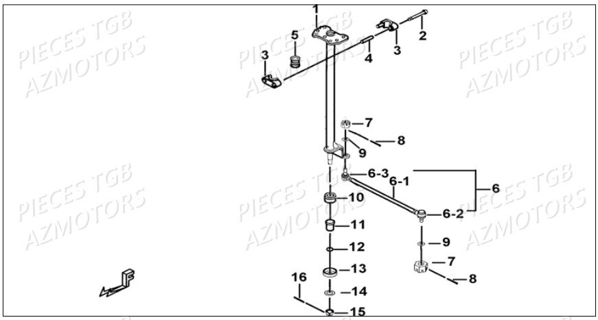 Colonne Direction Sans Eps AZMOTORS Pieces TGB BLADE 1000 LT SL (No Serie RFCETTETA... Type ETT)

