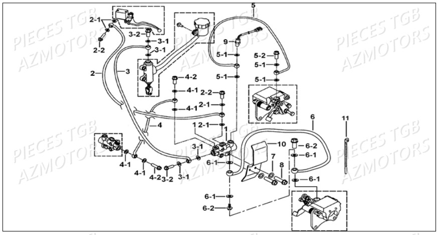 Distributeur Freinage Arriere AZMOTORS Pieces TGB BLADE 1000 LT SL (No Serie RFCETTETA... Type ETT)

